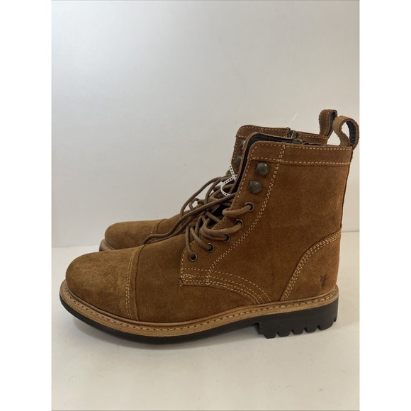 Frye Russell Mens Tan Leather Suede Cap Boots FR41606 Lace‎ Zip Up Sz 9 1/2 NEW main image 13